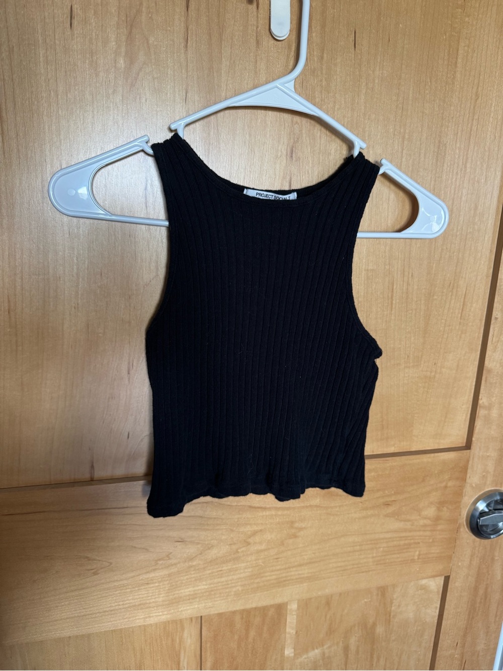 Project Social T Black Ribbed Tank with High Neck